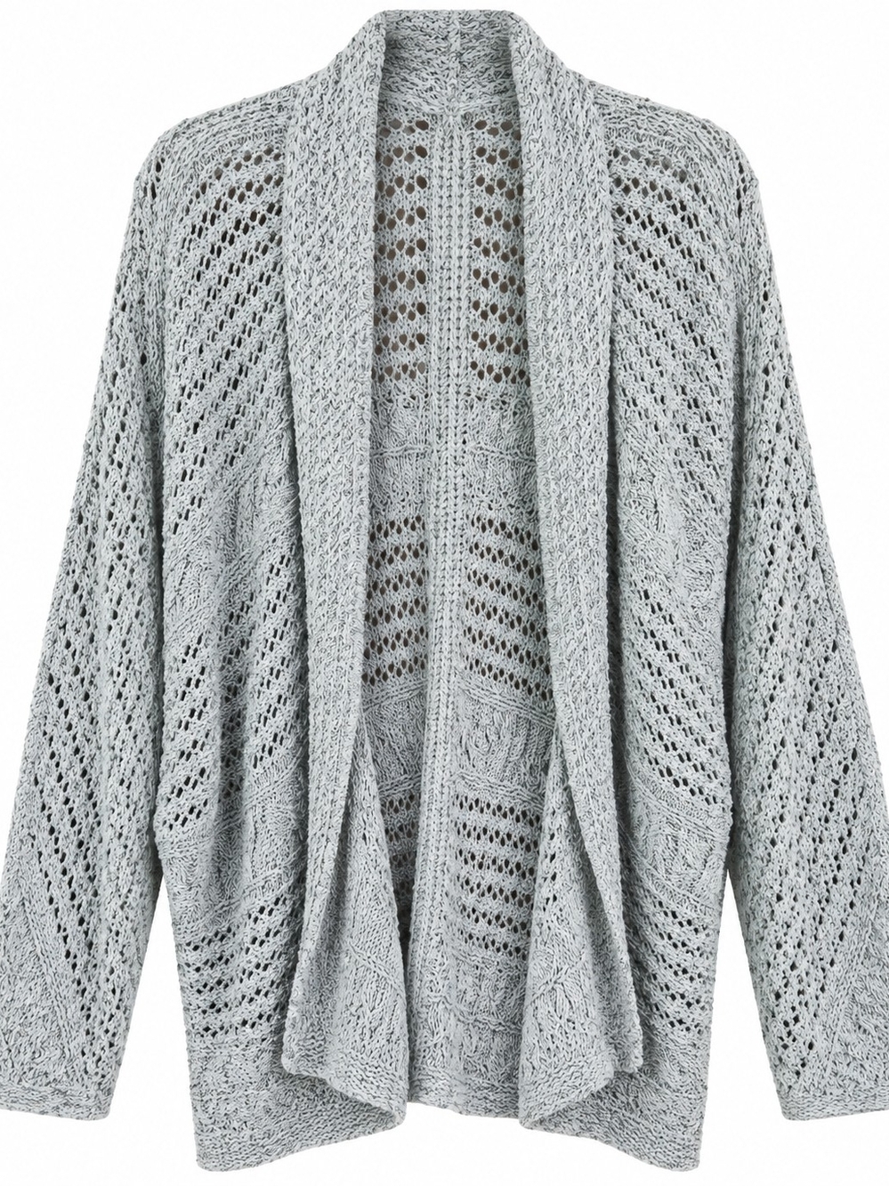 Pure Jill Light Gray Open-Front Knit Cardigan Sweater